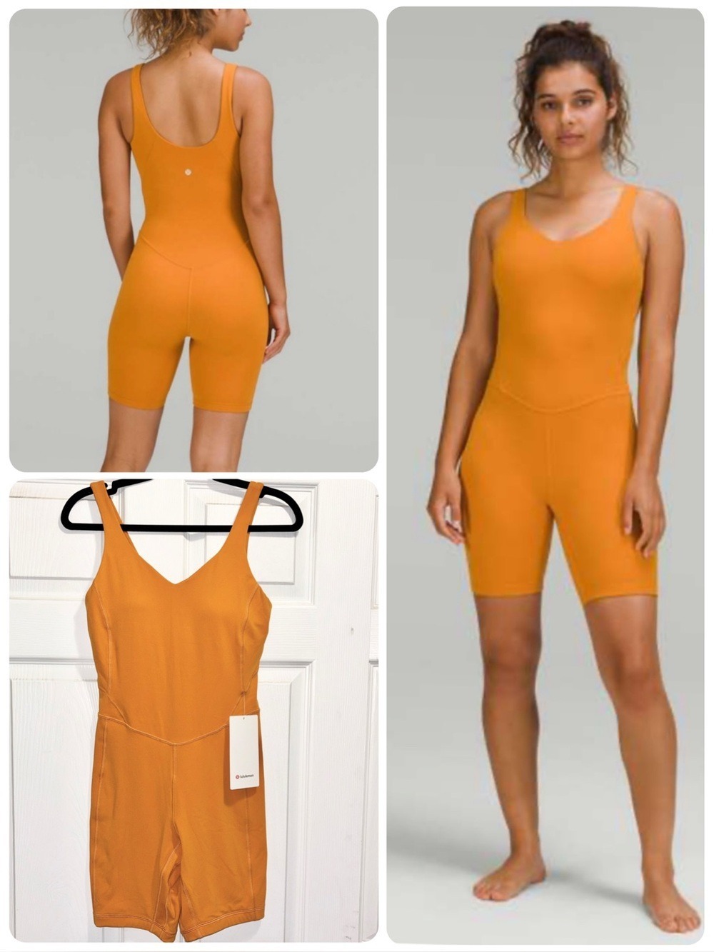 Lululemon Align Bodysuit 8" Autumn Orange Size 6 Onesie Jumpsuit